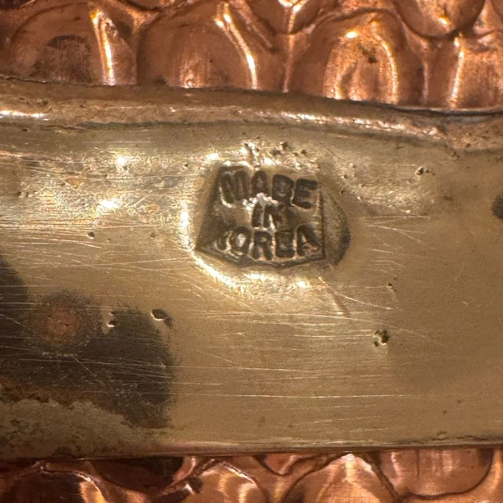 Hammered Copper Roasting Pan Rectangular Brass Handles Farmhouse Kitchen Decor